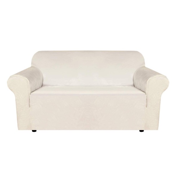 Elegant Stretch Velvet Cream Sofa Cover 58-72” - Picture 1 of 1